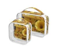 Amooorous Confezione da 2 anni '90 Retro Memories Gramophone Giallo chiaro decorativo mens toilette viaggio TSA approvato riutilizzabile cosmetico borsa da viaggio Kit da barba da uomo Bolsa de