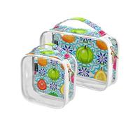 Amooorous Confezione da 2 borse cosmetiche da appendere alla moda con frutta estiva in stile floreale da appendere luminose borse cosmetiche riutilizzabili approvate dalla TSA per le donne viaggio