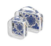 Amooorous Confezione da 2 borse da toilette da appendere con patate dolci grigie blu trasparenti decorative da appendere approvate TSA borsa da viaggio multifunzionale da viaggio set da barba da uomo,