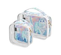 Amooorous Confezione da 2 borse da viaggio per cosmetici trasparenti da uomo decorative da uomo con gatto ragdoll trasparente approvato TSA borse cosmetiche trasparenti per le donne essenziali da