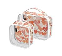 Amooorous Confezione da 2 borse trasparenti trasparenti da viaggio con motivo a forma di cuore per San Valentino, da appendere, approvate dalla TSA, trasparenti, da viaggio, conformi alle compagnie