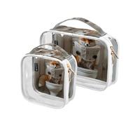 Amooorous Confezione da 2 cartoni animati Carino Marrone Fox Legge Giornale Chiaro Decorativo Uomini Trousse TSA Approvato Portatile Trucco Borsa da Viaggio Airport Airline Compliant The Cartone