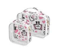 Amooorous Confezione da 2 cartoni animati carino rosa San Valentino Goth Teddy trasparente decorativo borsa da toilette da uomo TSA approvata borse da viaggio cosmetiche trasparenti per donne uomini