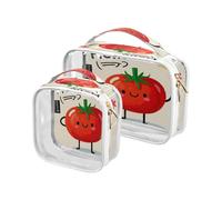 Amooorous Confezione da 2 Ciao Cartoon Carino Rosso Pomodoro chiaro decorativo appeso viaggio articoli da toeletta TSA approvato impermeabile piccola borsa cosmetica Kit da barba da uomo Bolsa de