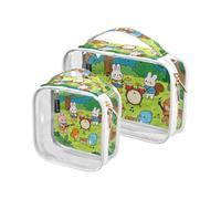 Amooorous Confezione da 2 divertenti personalizzate concerto animale chiaro decorativo viaggio kit da toilette TSA approvato borsa trucco portatile organizzatore rasatura essenziale maquillaje para,