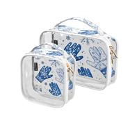 Amooorous Confezione da 2 guanti di Natale blu trasparenti sacchetti decorativi per il trucco per le donne TSA approvato multifunzionale borsa per il trucco organizzatore Kit da barba da uomo de
