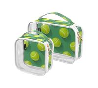 Amooorous Confezione da 2 palline da tennis verde trasparente borsa da viaggio decorativa da toilette TSA approvato borse cosmetiche multifunzionali per le donne set da viaggio essenziale maquillaje