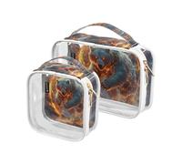 Amooorous Confezione da 2 pezzi arancione fresco fiamma orso decorativo chiaro da appendere articoli da toeletta da viaggio approvato TSA multifunzionale piccola borsa per il trucco da viaggio