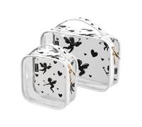 Amooorous Confezione da 2 pezzi di cupido romantico nero San Valentino amore trasparente borsa da viaggio decorativa approvata dalla TSA borsa da viaggio multifunzionale grande essenziale Bolsa de,