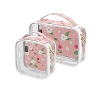 Amooorous Confezione da 2 pezzi Rosa Fresco Schiacciato Fiore Chiaro Decorativo Uomo Articoli da toeletta da Viaggio TSA Approvato Borse impermeabili da donna Aeroporto Compagnia aerea Compliant de,
