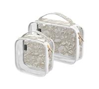 Amooorous Confezione da 2 rose bianche romantiche San Valentino trasparenti decorative da uomo borsa da toilette da viaggio TSA approvate borse riutilizzabili da donna da viaggio essenziali, bianco