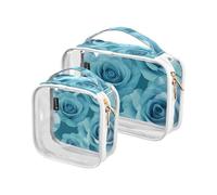 Amooorous Confezione da 2 rose romantiche retrò per San Valentino verde chiaro decorativo borsa da toilette da uomo borsa da viaggio TSA approvata resistente all'acqua grandi borse cosmetiche da donna