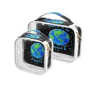 Amooorous Confezione da 2 sacchetti da toilette da appendere con vernice a goccia con motivo a goccia con scritta "There is No Planet B", approvati dalla TSA, per uso aeroportuale, Non c'è Planet B