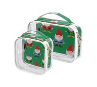 Amooorous Confezione da 2 sacchetti da toilette da uomo con paillettes Merry Christmas Nani trasparenti decorativi da uomo per viaggiare TSA approvato borsa trasparente per il trucco trasparente