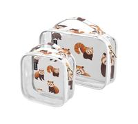 Amooorous Confezione da 2 sacchetti da toilette decorativi trasparenti con sfondo bianco panda per viaggiatori approvati dalla TSA trasparente piccola borsa per il trucco da uomo maquillaje, Piccolo