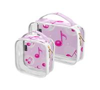 Amooorous Confezione da 2 sacchetti da toilette sospesi decorativi trasparenti con disegno del fumetto approvato dalla TSA, riutilizzabili da donna, accessori da rasatura, borsa, Nota Rosa Cartone