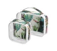 Amooorous Confezione da 2 sacchetti da viaggio decorativi trasparenti Samoiedo, carini e carini, per cosmetici, approvati dalla TSA, adatti per l'aeroporto e la compagnia aerea, Cartone animato Carino