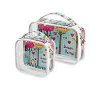 Amooorous Confezione da 2 sacchetti da viaggio per articoli da toeletta da uomo con motivo albero di San Valentino con labbra rosse, trasparenti, approvati dalla TSA, multifunzionale, grande, per