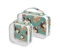 Amooorous Confezione da 2 sciarpe invernali calde per cani trasparenti borsa da viaggio decorativa TSA approvata multiuso borsa per il trucco da viaggio essenziale da viaggio, sciarpe invernali calde