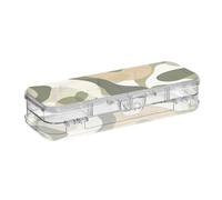 Amooorous Contenitore di plastica progettato bianco verde del camuffamento della radura della matita di 2 strati della scatola per la scuola con il coperchio