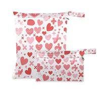 Amooorous Cross Line Art Heart Borse lavabili da viaggio per San Valentino 2 Pack Wet Bag per costume da bagno con manici per il bagno, pannolini per bambini