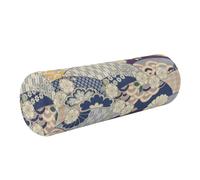 Amooorous Cuscino tradizionale giapponese Ukiyo-e con fiore blu, cuscino rotondo per dormire, cuscino cilindrico per dormire, supporto per il collo dell'auto
