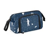 Amooorous Custodia per penne per la festa del papà, con motivo pesce blu, grande capacità, con manico, per ragazze adolescenti, materiale scolastico preppy