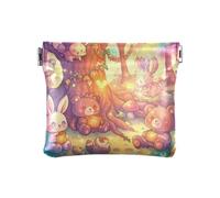 Amooorous Cute Cartoon Animals Rainbow Color1 Portamonete da donna in pelle carino mini borsa per il trucco per uomo donna viaggio, simpatici animali dei cartoni animati Rainbow color1, 1 size