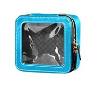 Amooorous Deep Sky Blue tinta unita pura tinta unita trasparente piccola borsa per il trucco per borsa borsa da toilette con cerniera mini contenitori per trucco da viaggio, blu cielo profondo Tinta