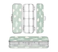 Amooorous Designed Plastic Pencil Box Clear Lambs Cloud Island Off White | Custodie per penne a doppio strato per forniture di cancelleria con coperchio