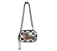 Amooorous Divertente Bassotto Cane Nero Bianco A Scacchi Cross Body Bag Mens Comfort con Slot per Carte di Credito Mini Borsa A Tracolla Per Escursionismo Viaggio bolsa de mano para mujer elegante
