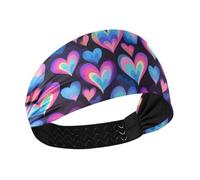 Amooorous Dreamy Hearts Blu Viola antiscivolo fasce per adulti per le donne Testa elastica per le donne per l'escursionismo Uso quotidiano basket cintas para el cabello de mujer