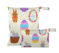 Amooorous Easter Egg Bunny Rabbit Beige messproof baby wet bag 2 Pack elementi essenziali da viaggio per bambini con maniglie per piscina, viaggio