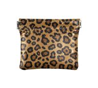 Amooorous Falso Glitter Leopard Print Brown Donna Piccolo Portamonete in Pelle Unico Card Key Organizzatori per Uomo Donna Viaggio, Falso Glitter Leopard stampa marrone, 1 size