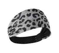 Amooorous Falso Glitter Leopard Print Grigio Umidità Wicking fasce per capelli elastiche per la corsa corsa tennis banda para el cabello