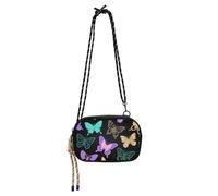 Amooorous Falso Glitter Paillettes Farfalla Nero Piccola Borsa a Tracolla per le Donne Comfort con Slot per Carte di Credito Borse a Tracolla Walk the dog bolsa de mano para mujer