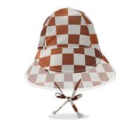 Amooorous Falso Glitter Scacchiera Quadrati Dorato Bianco Bambino Cappello Da Sole Bambino Spiaggia Unico Del Bambino Delle Ragazze Protezione Solare Regolabile Viaggio
