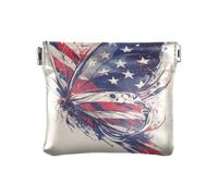 Amooorous Farfalla Colorato 4 di Luglio Giorno dell'Indipendenza Donne Borse di Cuoio Portamonete Borse Borse Impermeabile Card Key Organizer per Uomini Donne Viaggio, Farfalla colorata 4 luglio