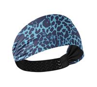 Amooorous Fascia antiscivolo con stampa leopardata blu per le donne alla moda Testa elastica per le donne per la corsa Yoga Yoga diademi para mujer