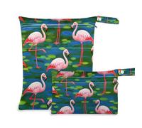 Amooorous Fenicotteri rosa in pittura a olio sacchetti impermeabili asciutti bagnati 2 Pack sacchetto bagnato per costume da bagno con manici per il bagno, il bagno