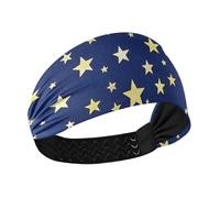 Amooorous Finto Glitter Gold Star Blu Scuro Antiscivolo fasce per il sudore per le donne Fascia elastica per il sudore per le donne per Palestra Pallavolo lavaggio viso cintas para el pelo de mujer