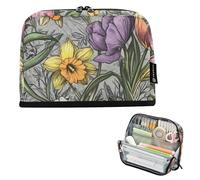 Amooorous Fiori Fiore Viola Narcisi Astuccio di Matita Grande Capacità Penna Caso Cosmetico Carino Cancelleria Astuccio per Adulti Scuola Media estuche de lápices para ninos