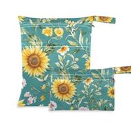 Amooorous Fiori Girasole Fiore Garofano Messproof Baby Wet Bag 2 Pack Travel Essentials per bambino con manici per asilo nido, spiaggia
