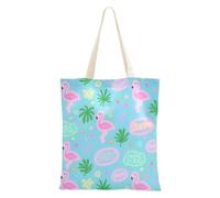 Amooorous Fluorescente Rosa Flamingo Canvas Tote Bulk con manici Carino Tote Bag Sacchetto di Panno per Uso quotidiano Bolsa de lona