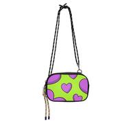 Amooorous Fluorescente Verde Cuore Viola Side Purse Crossbody Donna Pratico con Slot per Carte di Credito Sopra La Borsa A Spalla Go Shopping bolsa de mano para mujer
