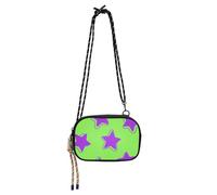 Amooorous Fluorescente Verde Stella Graffiti Piccolo Crossbody Bag per gli Uomini Bellezza con Slot per Carte di Credito Messenger Bag Crossbody Camminare il cane bolso manos libres para mujer
