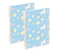 Amooorous Formato A5 A Cute Cartoon White unicorni college notebook 21,1 x 14,5 cm, resistente all'usura soggetto a spirale notebook college 60 fogli per scuola e ufficio confezione da 2