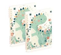 Amooorous Formato A5 Cartoon Baby Dinosaur Childlike Doodle Style Pastel Colors notebook largo 21,1 x 14,5 cm, resistente all'usura a righe larghe quaderno a spirale 60 fogli per lavoro e aula