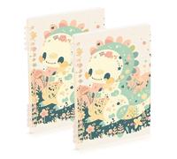 Amooorous Formato A5 Cartoon Baby Dinosaur Childlike Doodle Style Pastel Colors soggetto notebook 21,1 x 14,5 cm, resistente all'usura a righe larghe quaderno a spirale 60 fogli per scuola e ufficio