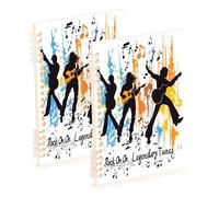 Amooorous Formato A5 Music Legends Tones Guitar composizione notebook 21,1 x 14,5 cm, resistente all'usura singolo soggetto spirale notebook 60 fogli per diario e lista delle cose da fare 2 pack
